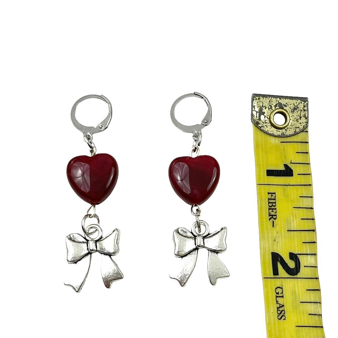 Red Heart & Bow Earrings