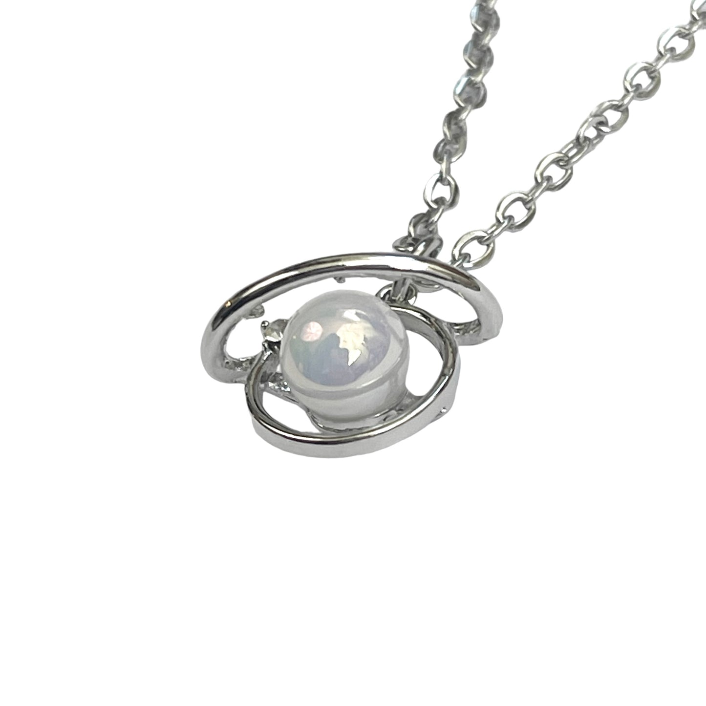 Iridescent Orb Saturn Necklace