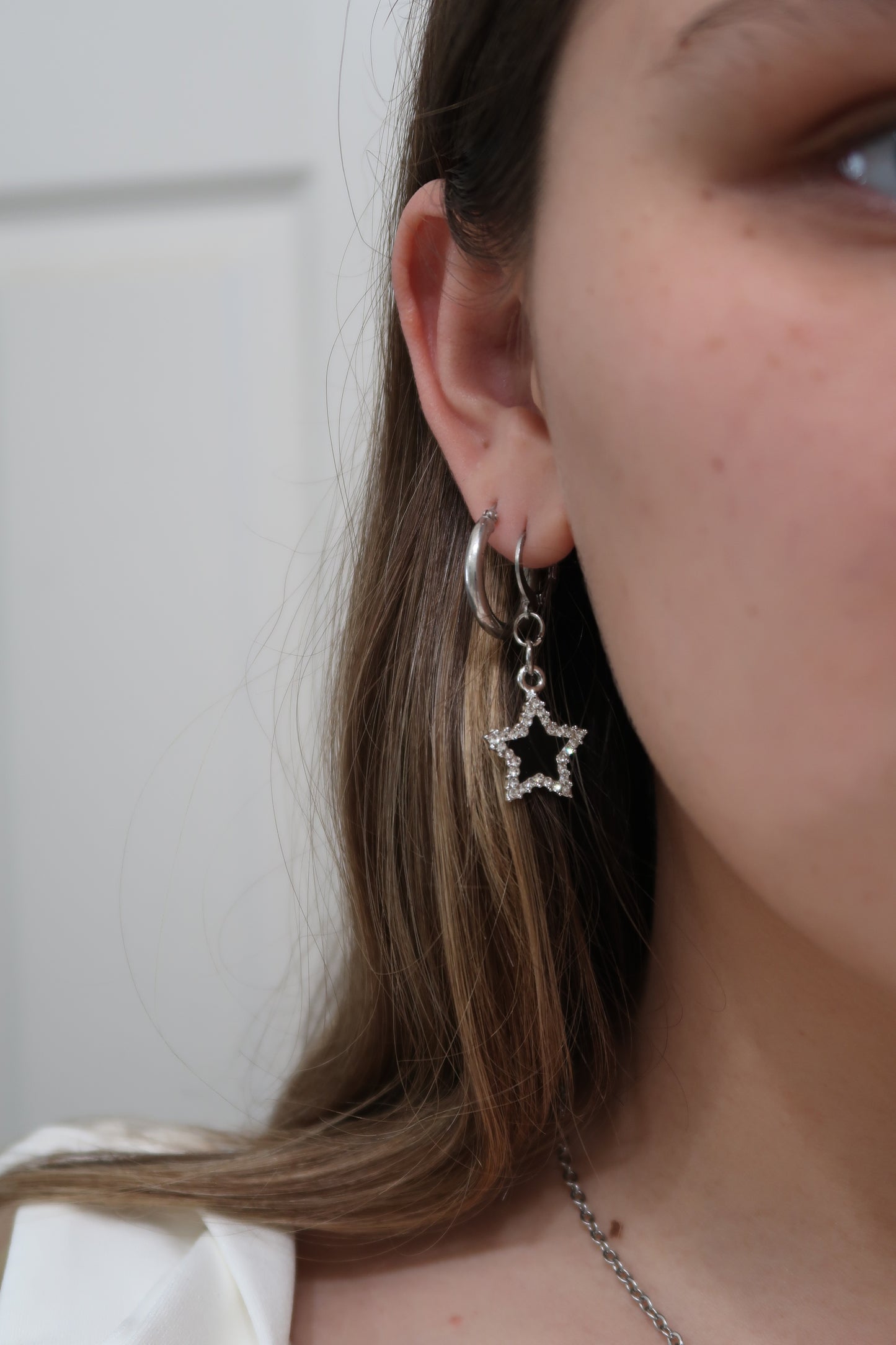 Black Rhinestone Star Earrings