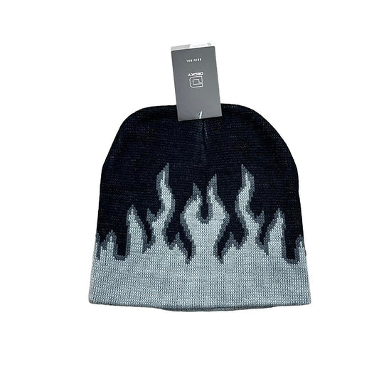 Black and Grey Flames Beanie