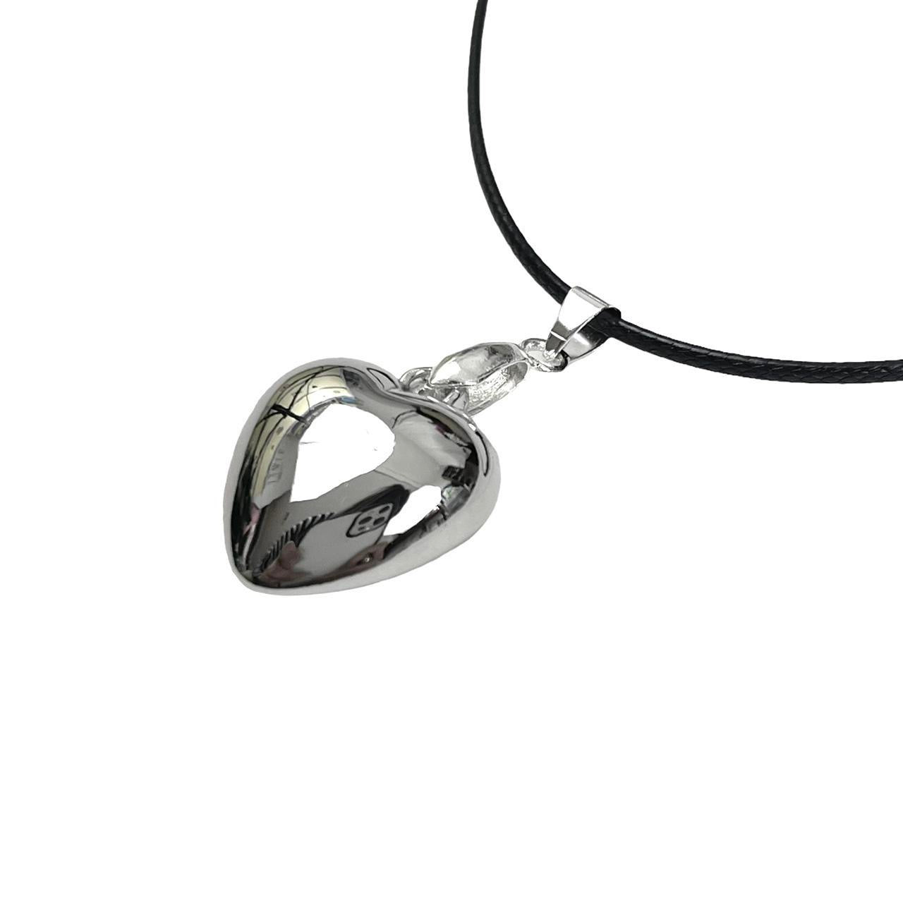 Silver Puffy Heart Necklace