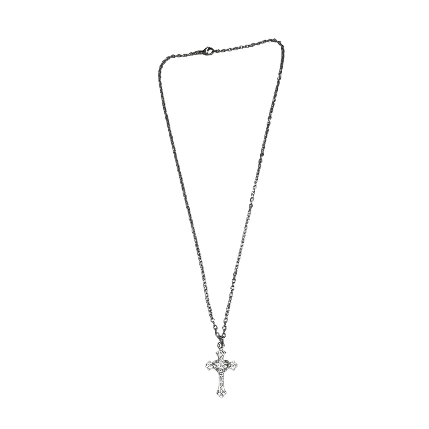 Rhinestone Heart Cross Necklace