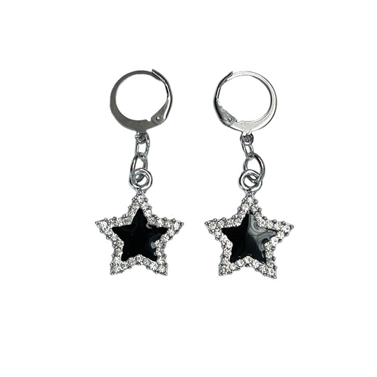 Black Rhinestone Star Earrings