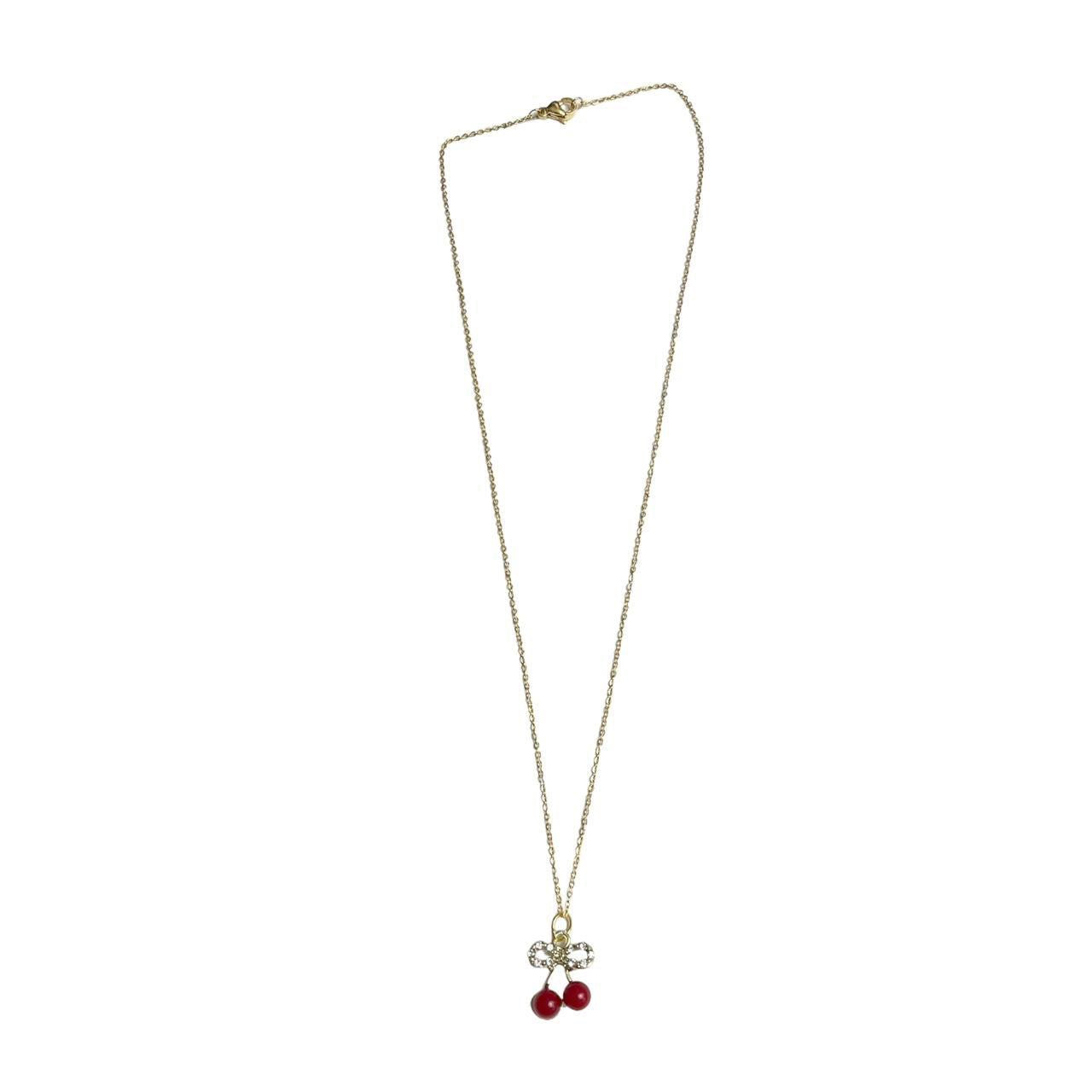 Rhinestone Cherry Necklace