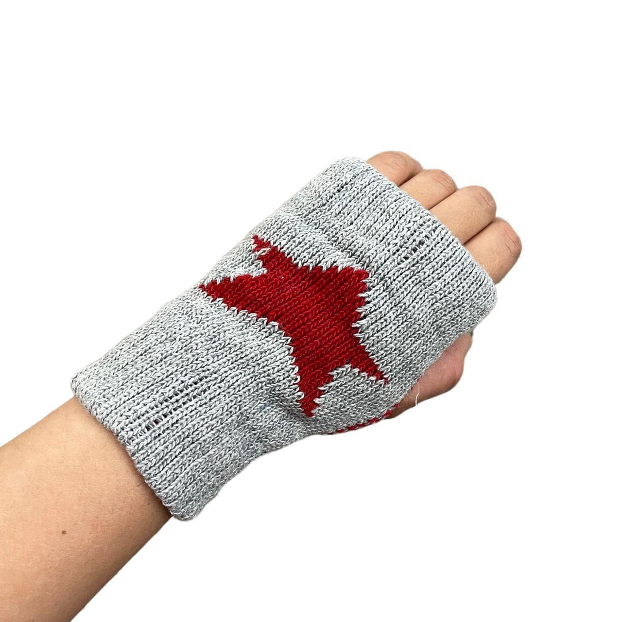 Grey and Red Star Gloves