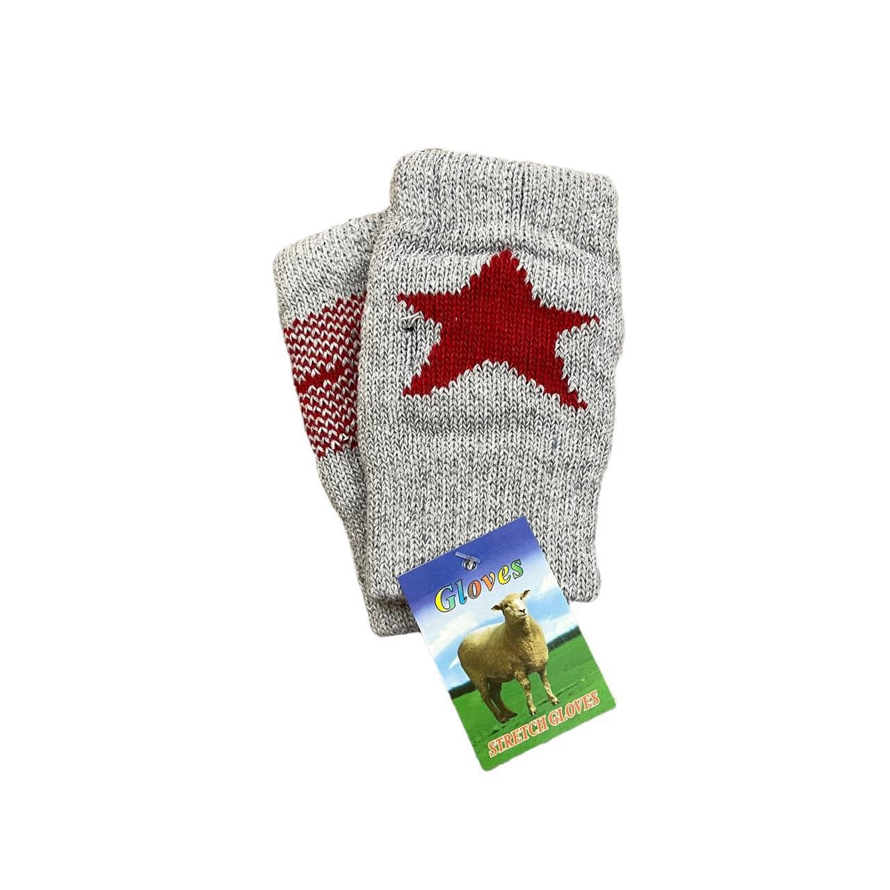 Grey and Red Star Gloves