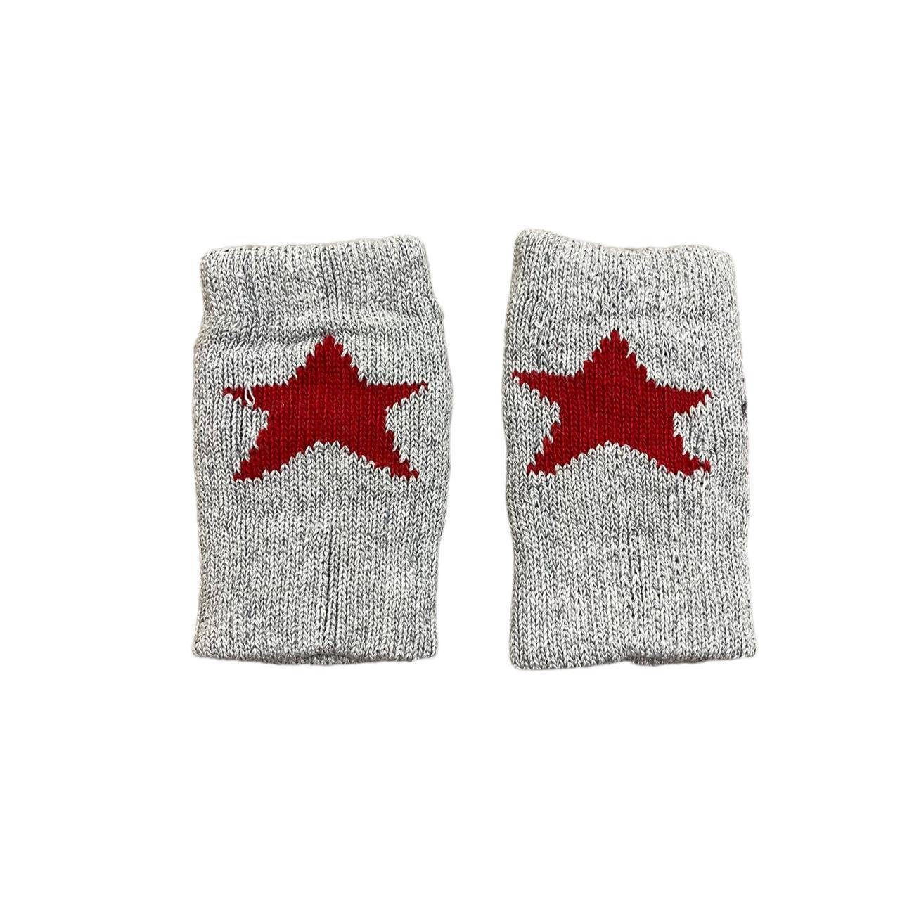 Grey and Red Star Gloves