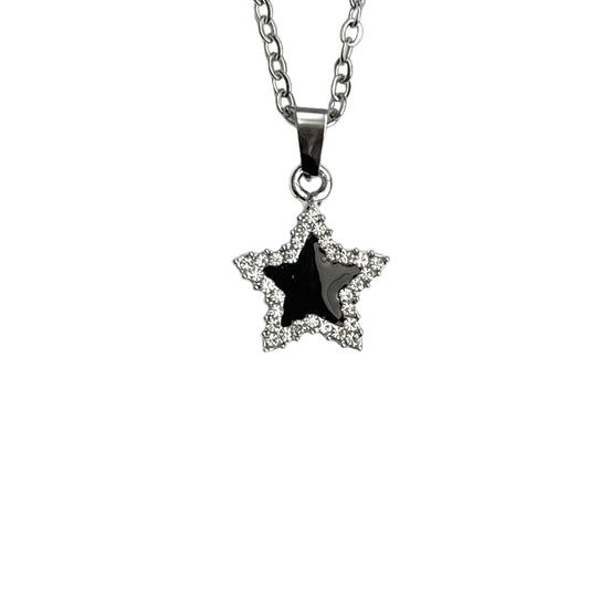 Black Rhinestone Star Necklace