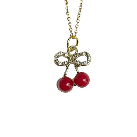 Rhinestone Cherry Necklace