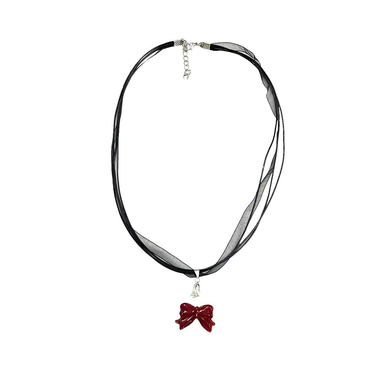 Red Glass Bow Necklace