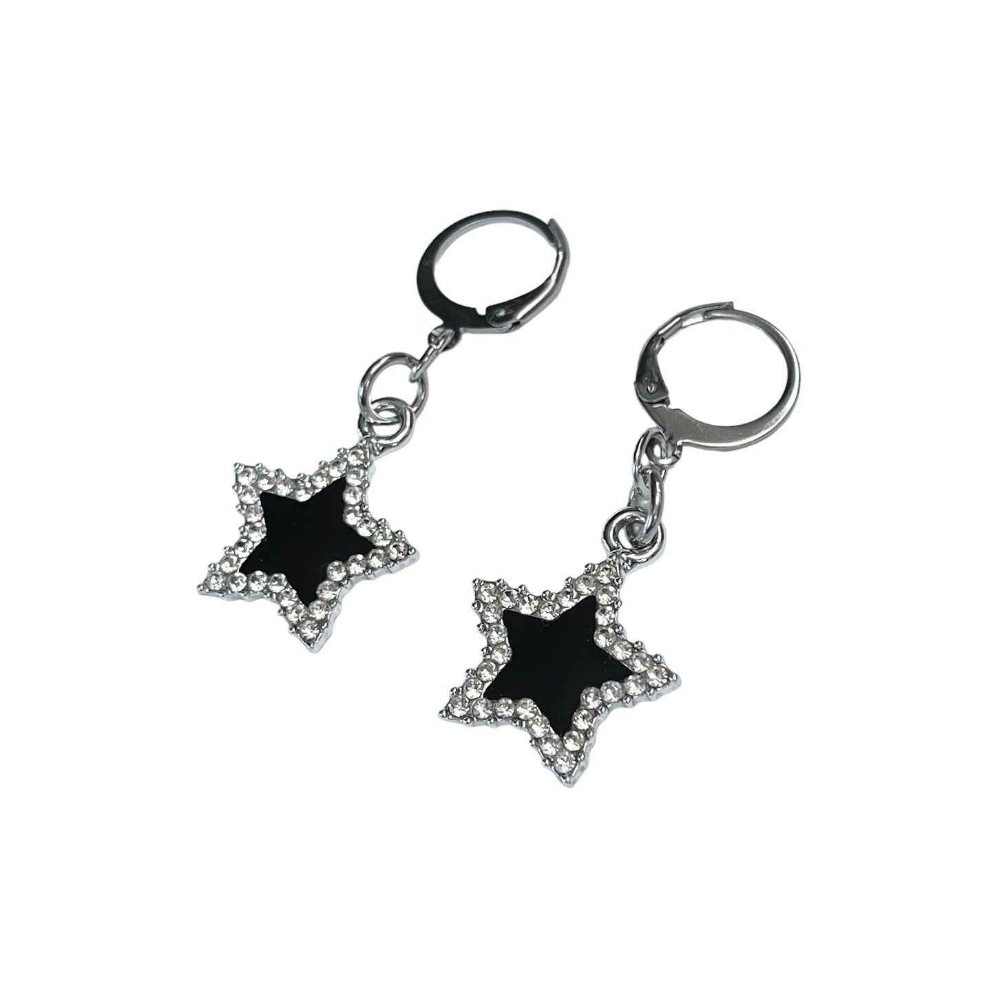 Black Rhinestone Star Earrings